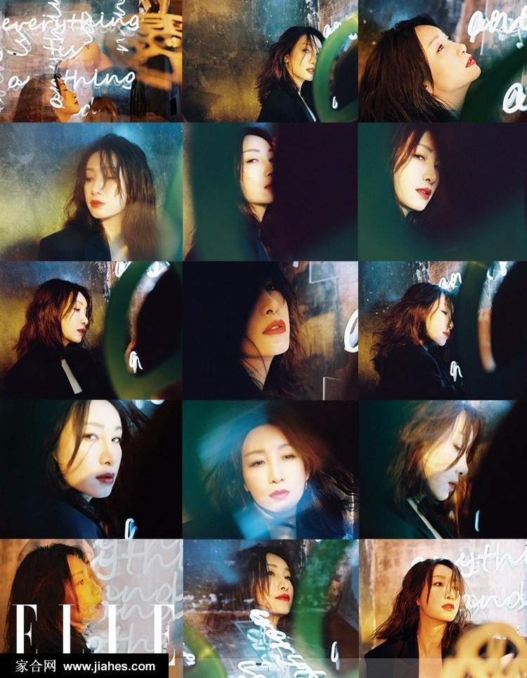 秦海璐身着红黑拼色连体裤倚坐，红唇微启眼神迷离，暖色光影勾勒出性感轮廓