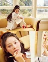 金智媛侧颜垂眸，轻嗅手腕间无形香气，姿态静谧而沉醉